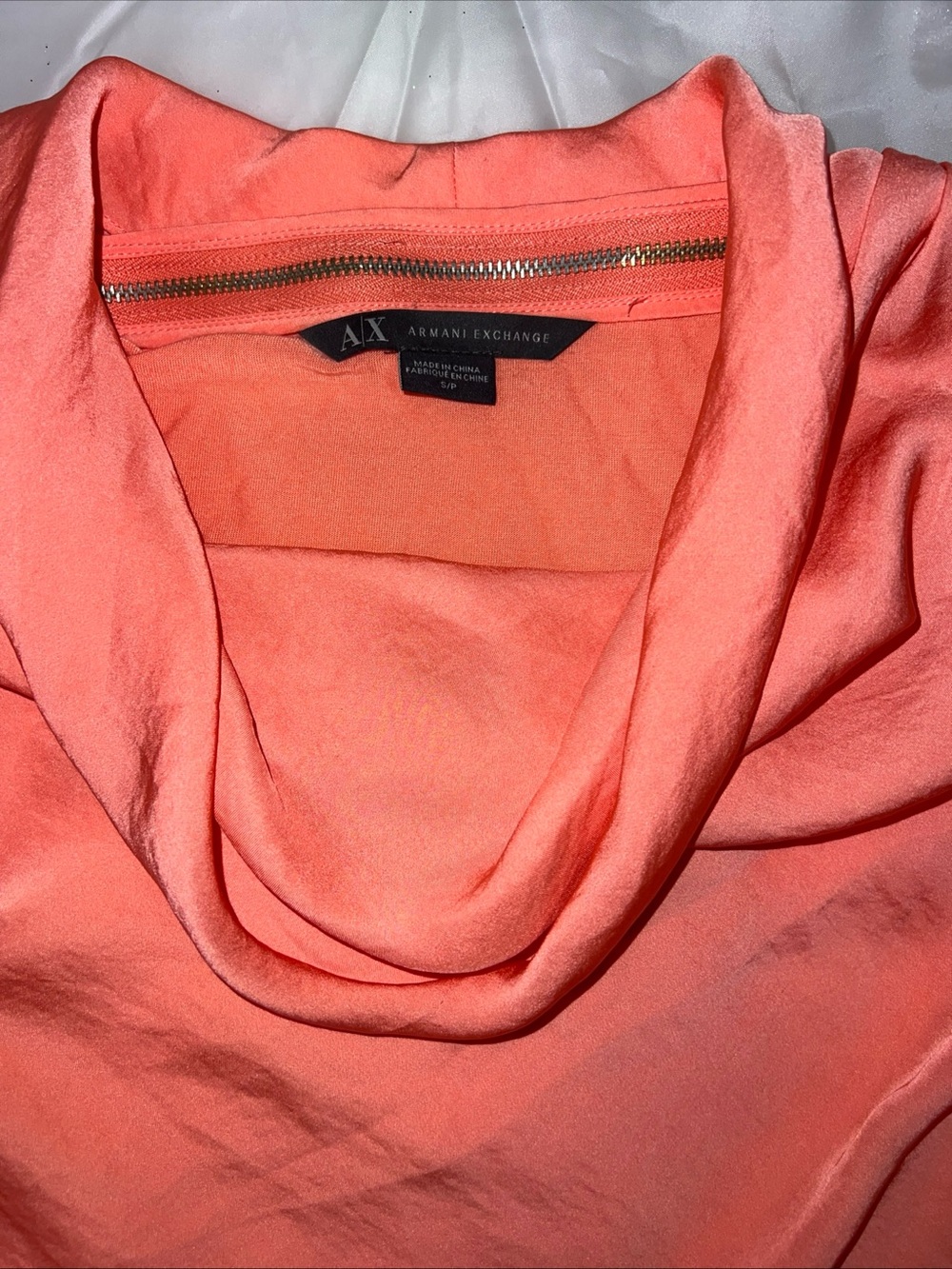 Armani Exchange Coral Draped Cowl Neck Top